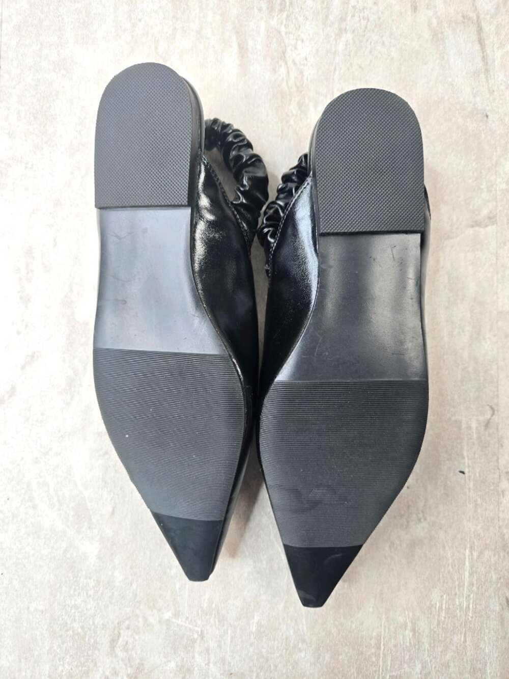 Madden NYC Pointed Toe Slingback Flats 7.5 Black Faux Leather Sleek Ballet Shoes - Picture 8 of 11